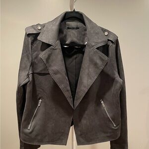T Tahari Dark Gray Faux Suede  Jacket Size Large